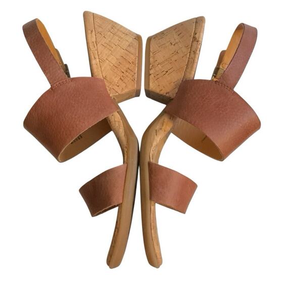 Kork Ease Sandals Minihan Tan Pebble Leather Womens Size 8M Cork Wedge Comfy - Picture 11 of 14